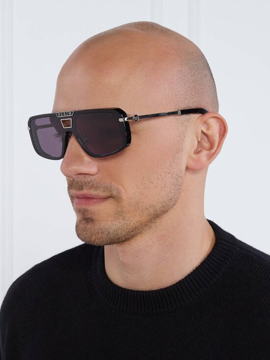 Philipp Plein Women Sunglasses Black Grey Pilot SPP008M 0700 NEW AUTHENTIC main image 4